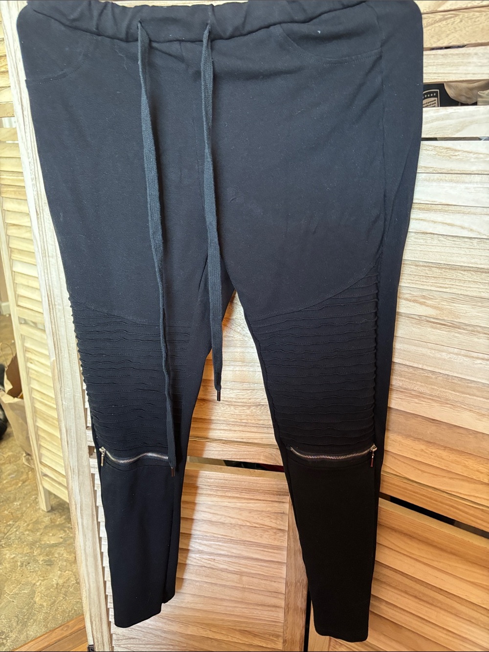 Labijou Moto Jogger Leggings with Zipper Detail Large